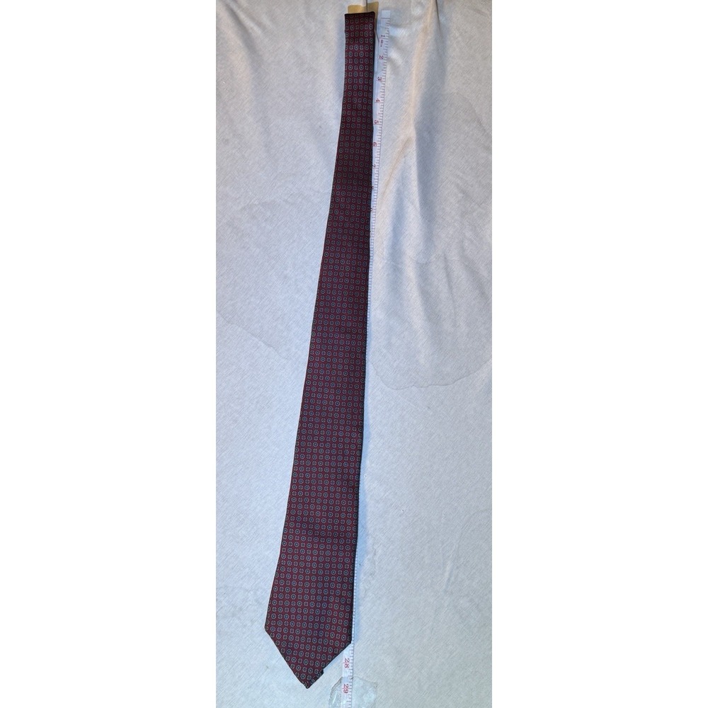 Traditionalist Burgundy Silk Tie Geometric Pattern Made USA Classic Mens